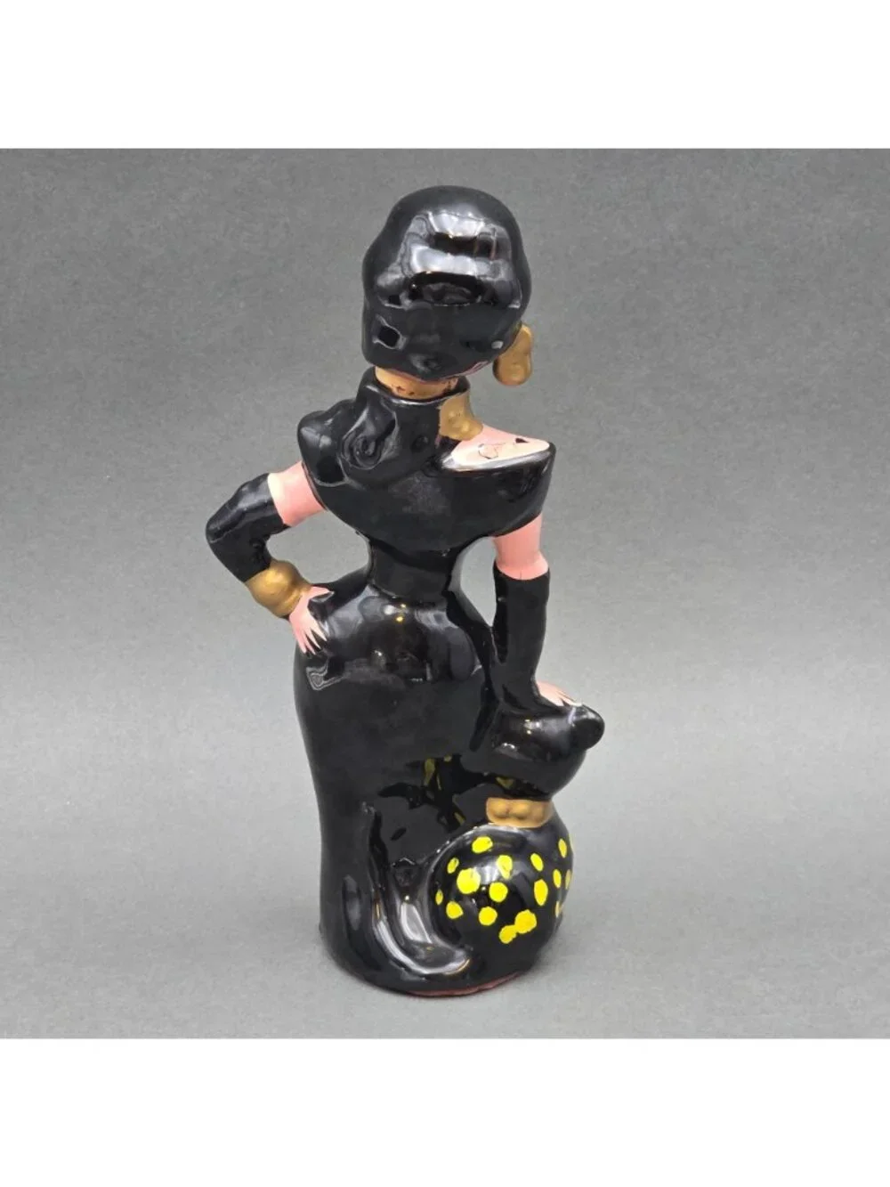 Vintage Rockabilly Sake Decanter Retro Cat Lady Barware Japan 9.5